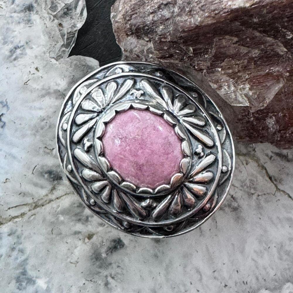 Carolyn Pollack Sterling Oval Rhodochrosite Decorated Ring Size 5 For Women #1